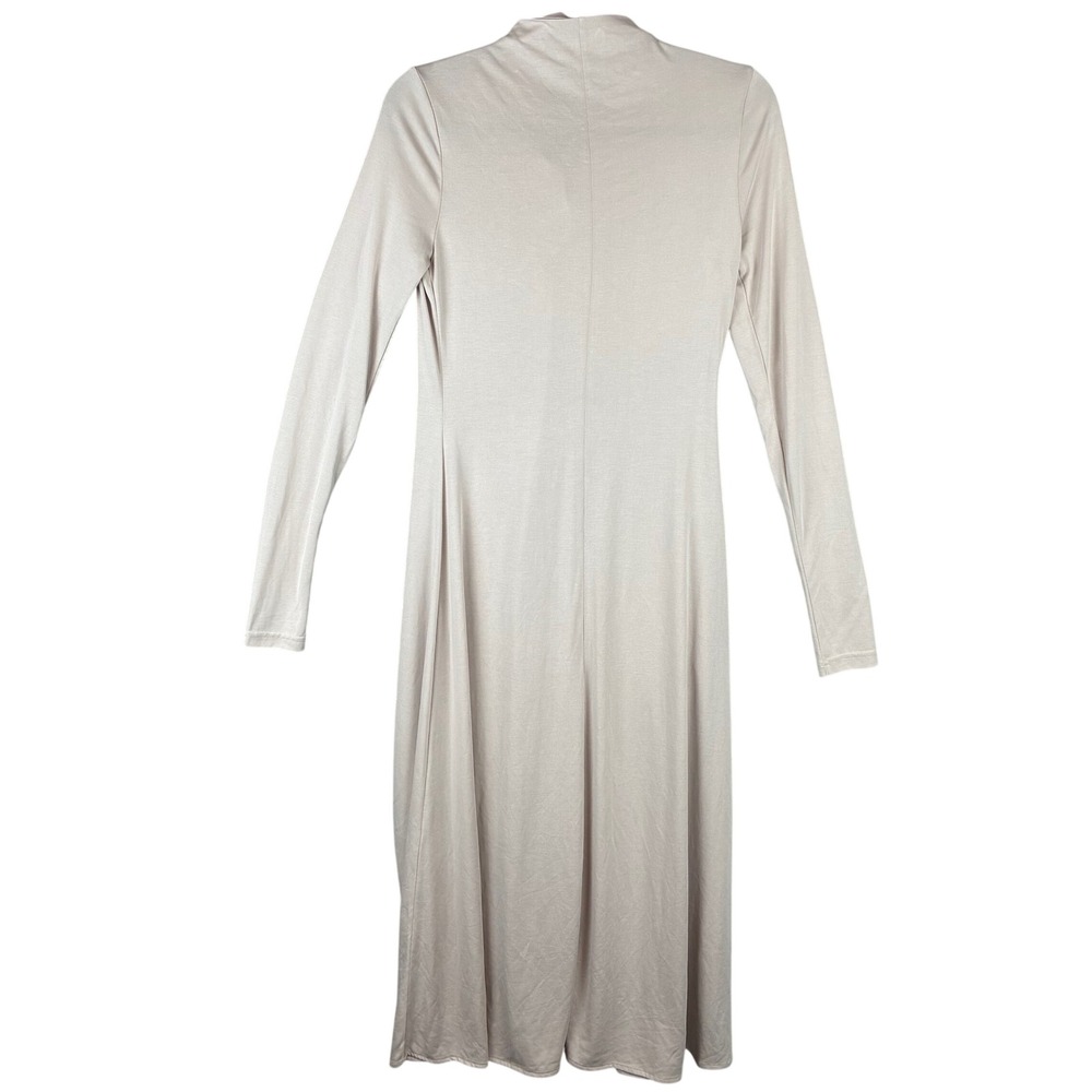 NWT Meshki Anders Dress Women S Taupe Button Front Midi Quiet Luxury Minimalist - Picture 3 of 11